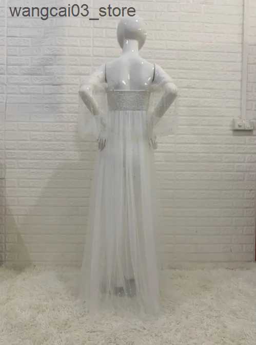 Maternity Dresses Maternity Photography Props Dress Dense Pearl White Yarn Maternity Photography Clothing Babyshower Gown Photo Shoot Pregnant L240910