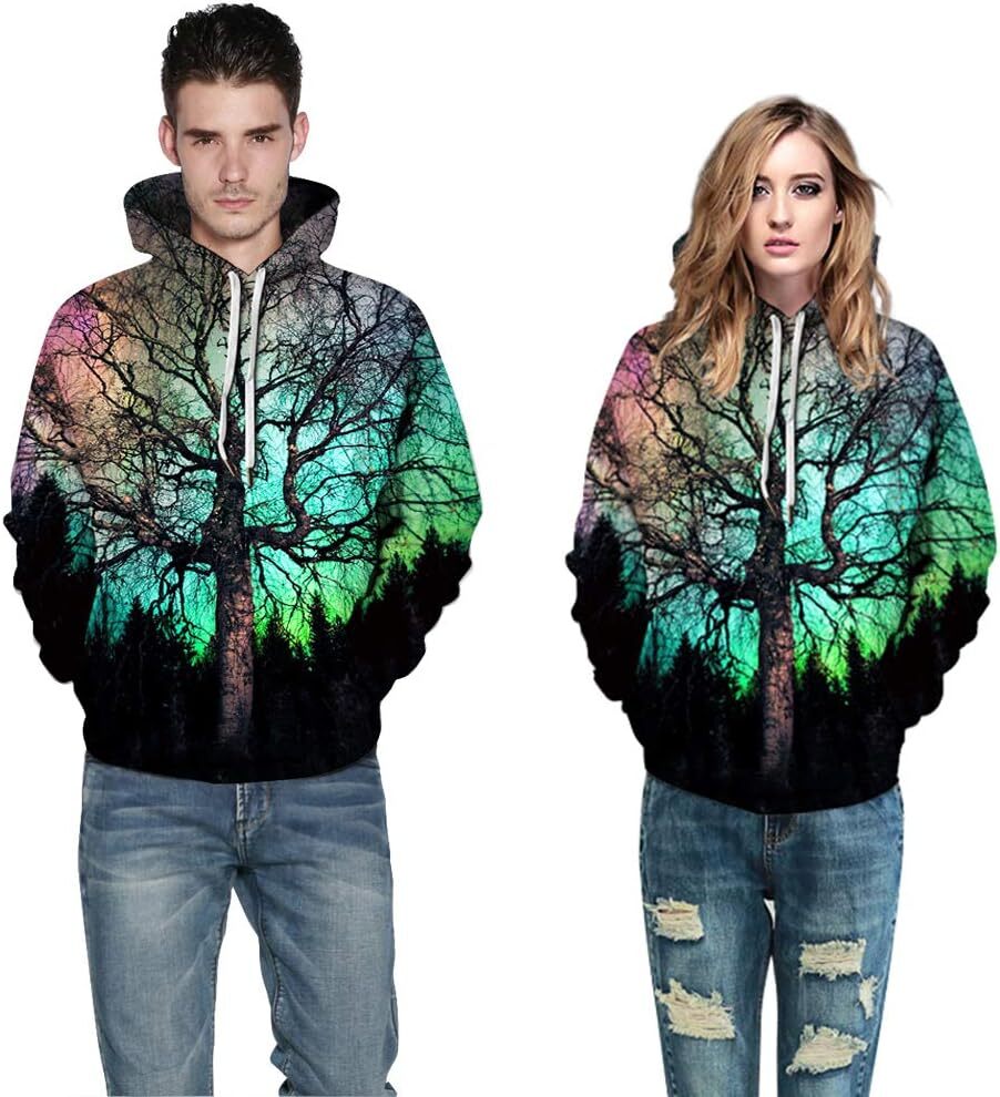 Hoodie for Mens Womens Unisex Hoodies Novelty Print 3D Patternv Hooded Pullover Sweatshirt with Pocket Graphic Trendy Fashion handsome