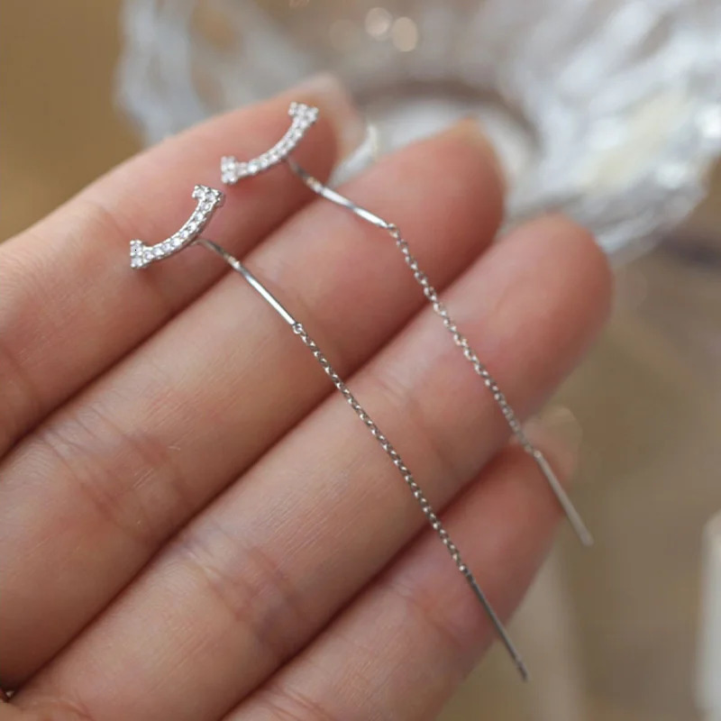 2024 Trendy Long Wire Tassel Thread Chain Climb Star Heart Beads Pendants Drop Earrings Accessories Jewelry y240906