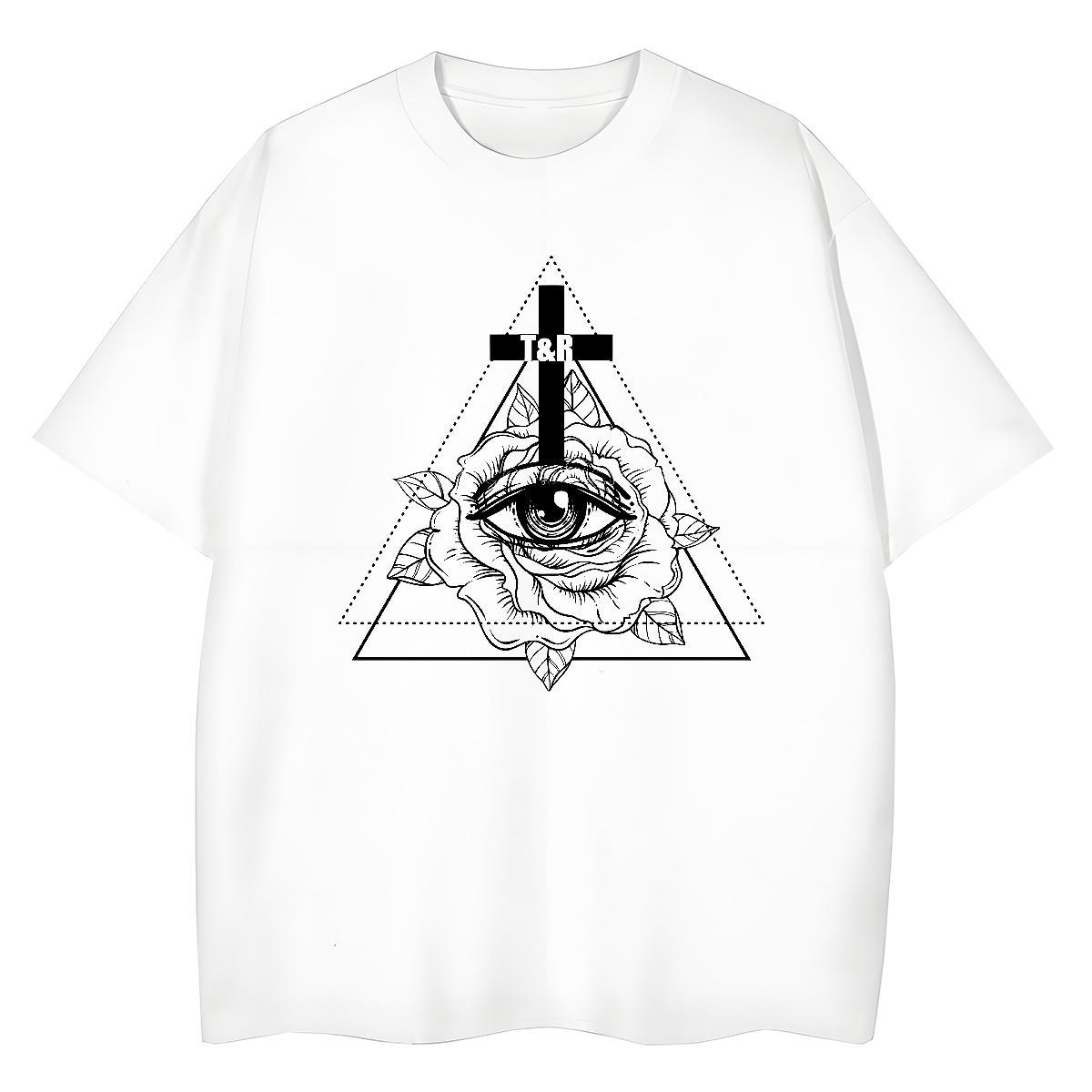 2024 Designer T shirt 230g Cotton Breathable Crew Neck Casual Daily Wear eye of the devil Unisex Tshirts Loose Cartoon Floral Printing Tops