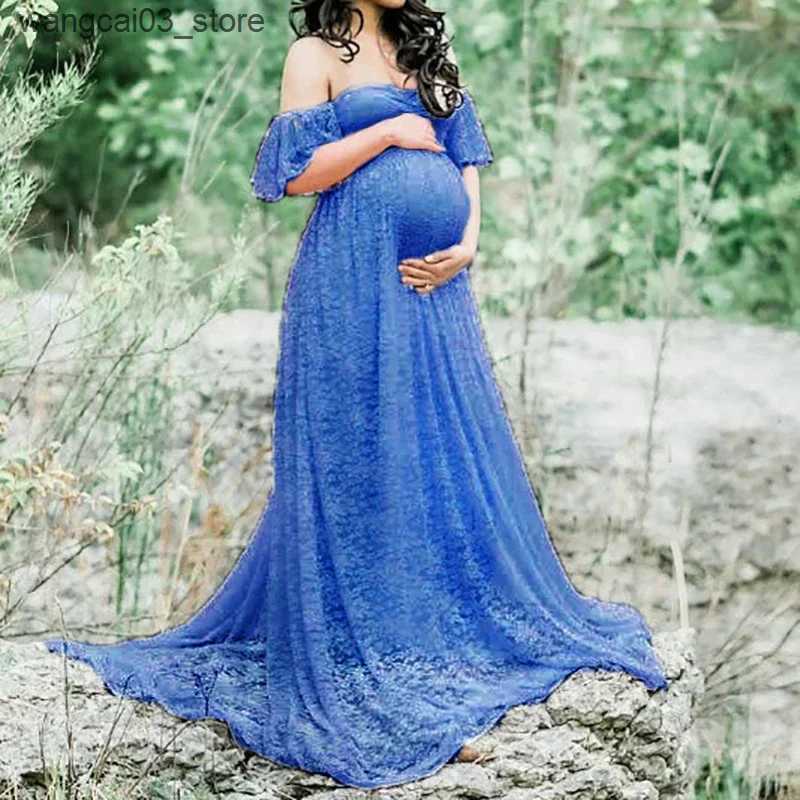 Maternity Dresses Elegant Lace Maternity Dress Photography Photo Session Props Dresses for Pregnant Women Clothes Pregnancy Dress for Photo Shoot L240