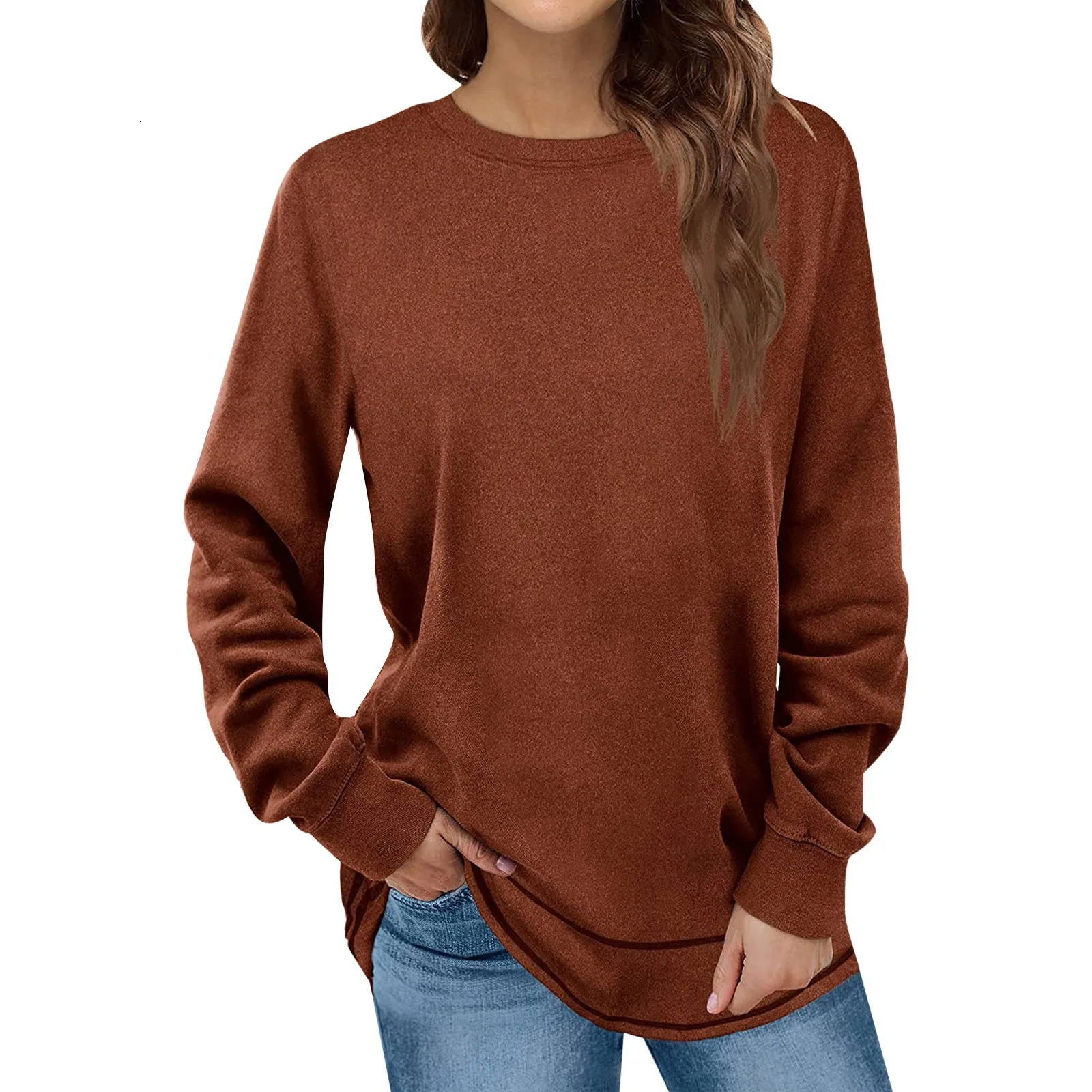 Womens Sweatshirts Soild Large For Women Crewneck Long Sleeve Fashion Shirts Tops Christmas Shirts Women Hoodies 241011