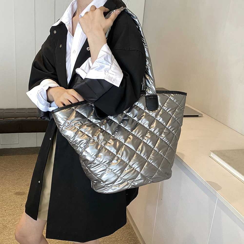 Puffer Tote Bag for Ladies with Inner Pocket Shoulder Solid Handbags Work Shopping Travel 241011