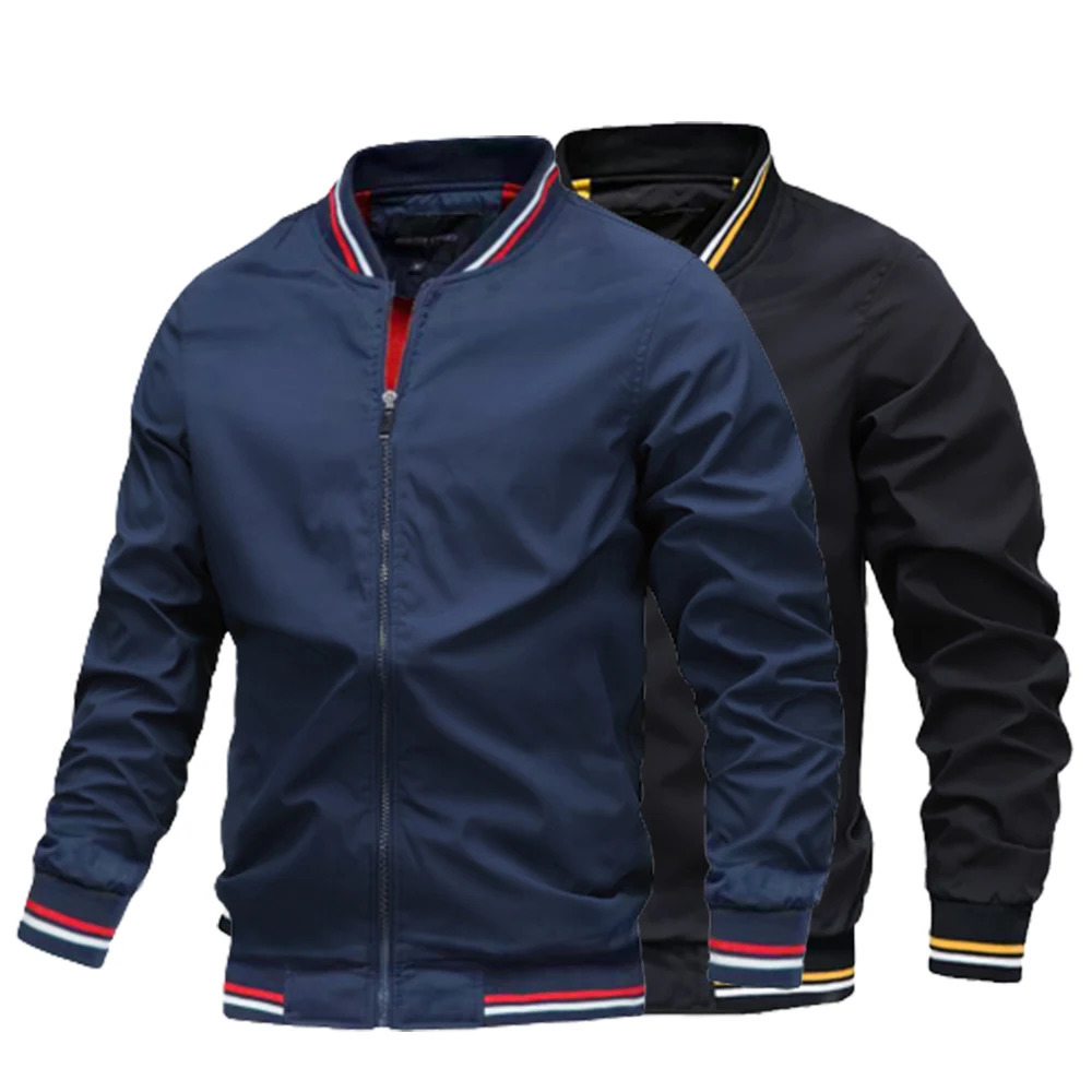 Spring and autumn bomber jacket mens casual windproof jacket mens high-quality jacket zipper collar military jacket mens 241007