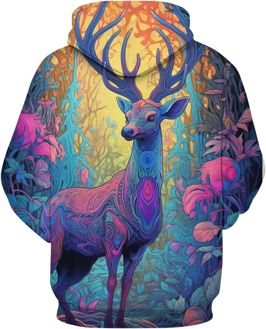 Hoodie for Mens Womens 3D Printed Deer Hoodie For Men Women Sweatshirt With Forest Graphic Unisex Hooded Graphic Hoodies sweatshirt keep warm