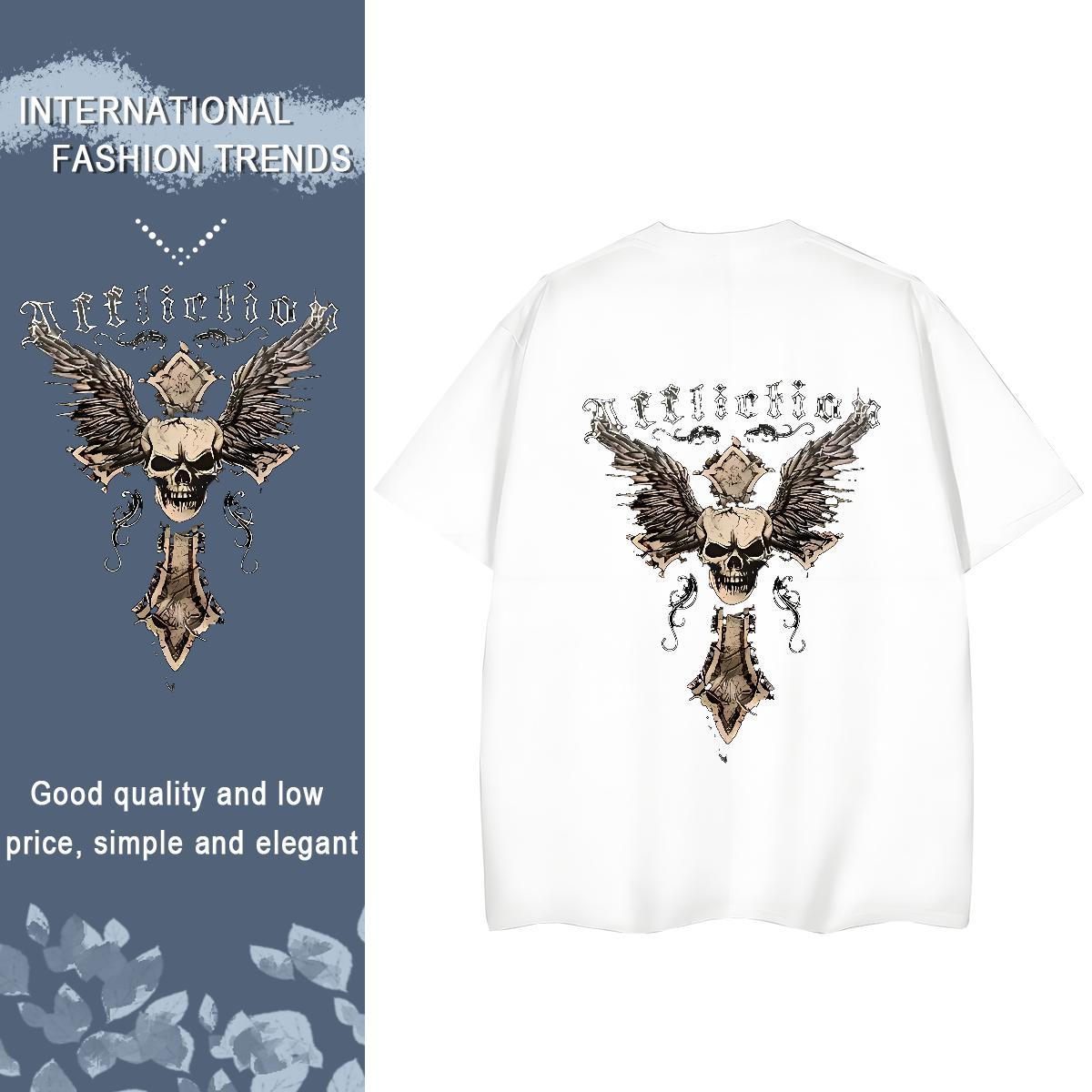 Designer T Shirts Women 230g 100% Cotton Round Neck Short Sleeve Street Wear skull Womens Tshirts Brand Customized Print Clothes