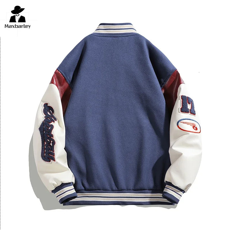 Harajuku Street Baseball Jacket Mens Spring Embroidered Loose Windproof Motorcycle Y2K Top Hip Hop Neutral College 241010
