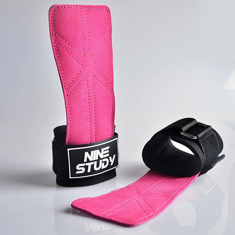 1Pair Cowhide Gym Gloves Pull-up Lifting Gymnastic Crossfit Anti-Skid Belt Wraps Support Palm Protection Pad Gloves For Women 241008