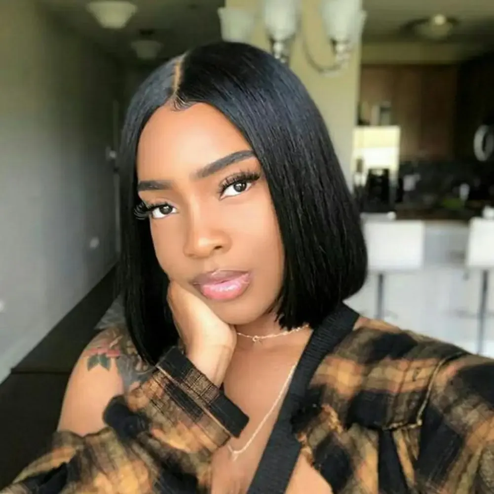 16inch Women Long Straight Wig Fashionable Women's Long-lasting Silk wigs Simulation human hair with Fluffy Centre-parted Style for Natural for W