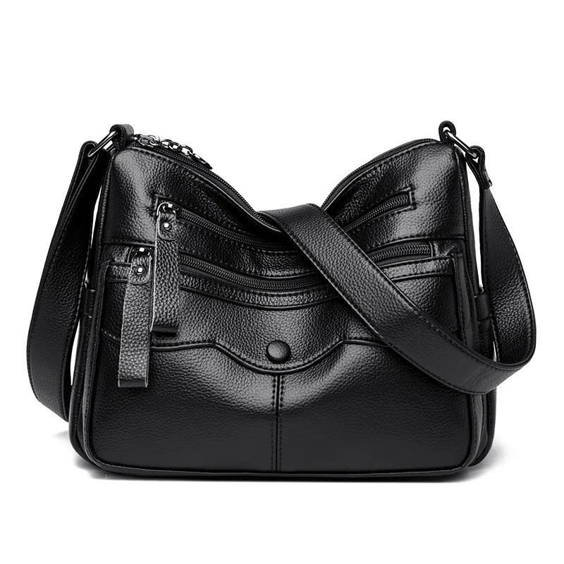 20024 Womens Cross border Bag Womens Fashion Mother Soft Leather Large Capacity Shoulder Bag Messenger Bag High Capacity 241008