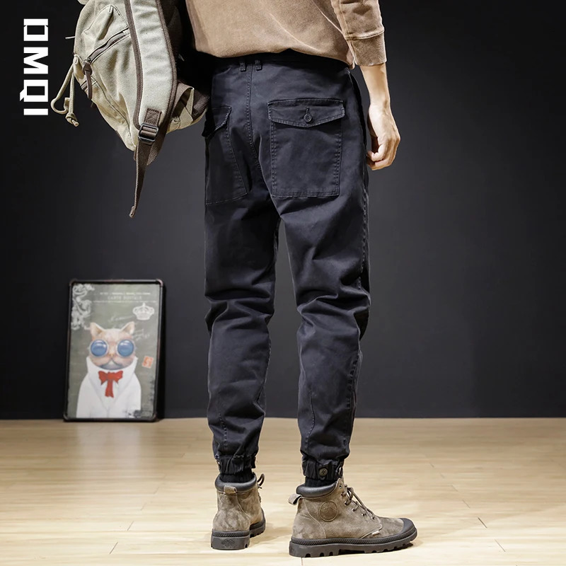 Mens cargo pants loose oversized pants striped elastic autumn and winter y2k pants street casual pure cotton pants 240930