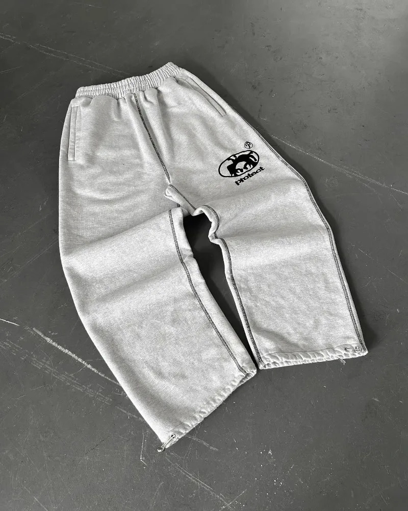 American retro embroidered letter pattern sports pants mens Y2K street hip-hop loose fashion casual high waisted sports pants womens 240930