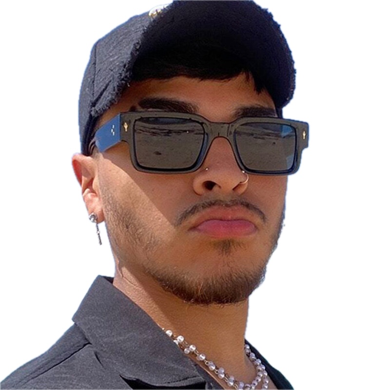 Oversized Square Sunglasses Men Women Steampunk Pilot Designer Retro Personalized Rectangle Goggles Gothic Thick Y2K Cyberpunk Futuristic Cool Guy S01