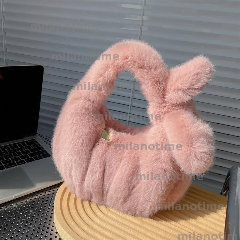2024 new autumn and winter imitation fur bag for women, bow pleated plush cloud bag, cute and versatile shell bag CUD2410111
