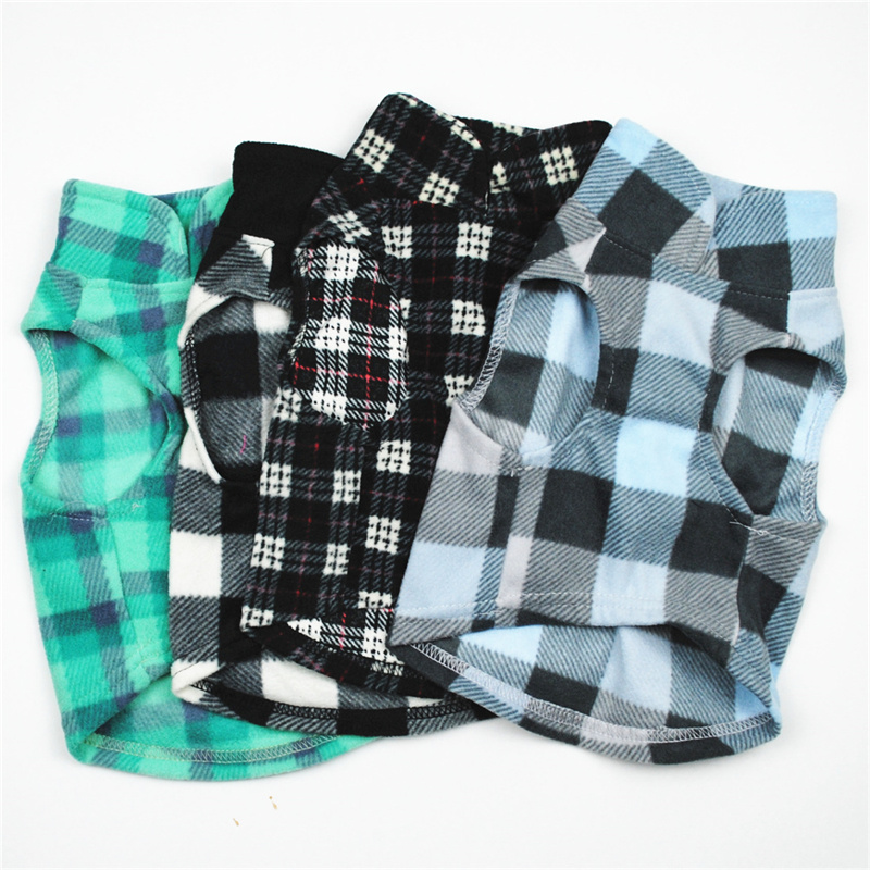 Plaid Dog Sweaters with Leash Ring Soft Fleece Vest Dog Pullover Warm Jacket Pet Dog Clothes Winter Dog Outfits for Small Puppy Cat Pets