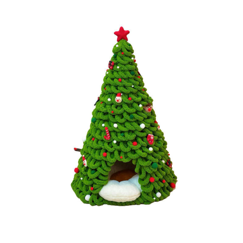 Christmas Tree Cat Nest DIY Autumn/Winter Dog Bed Homemade Material Pack Cat Tail Yarn Handmade Christmas Dog Nest Carton 740