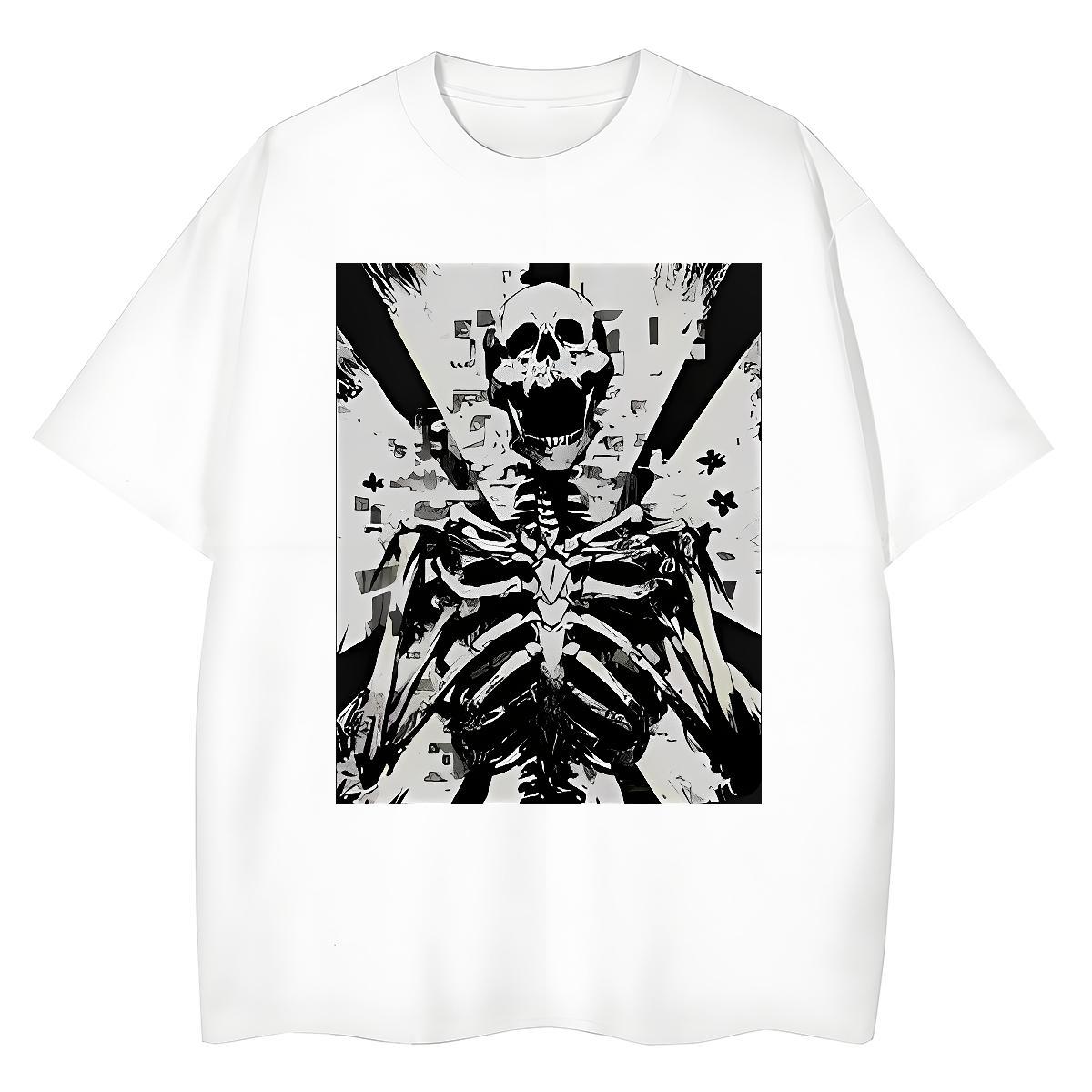 Casual New T shirt 230g 100% Cotton O-Neck Short Sleeve Summer Casual skull Tshirt for Man Woman Soft White Plus Size Tees