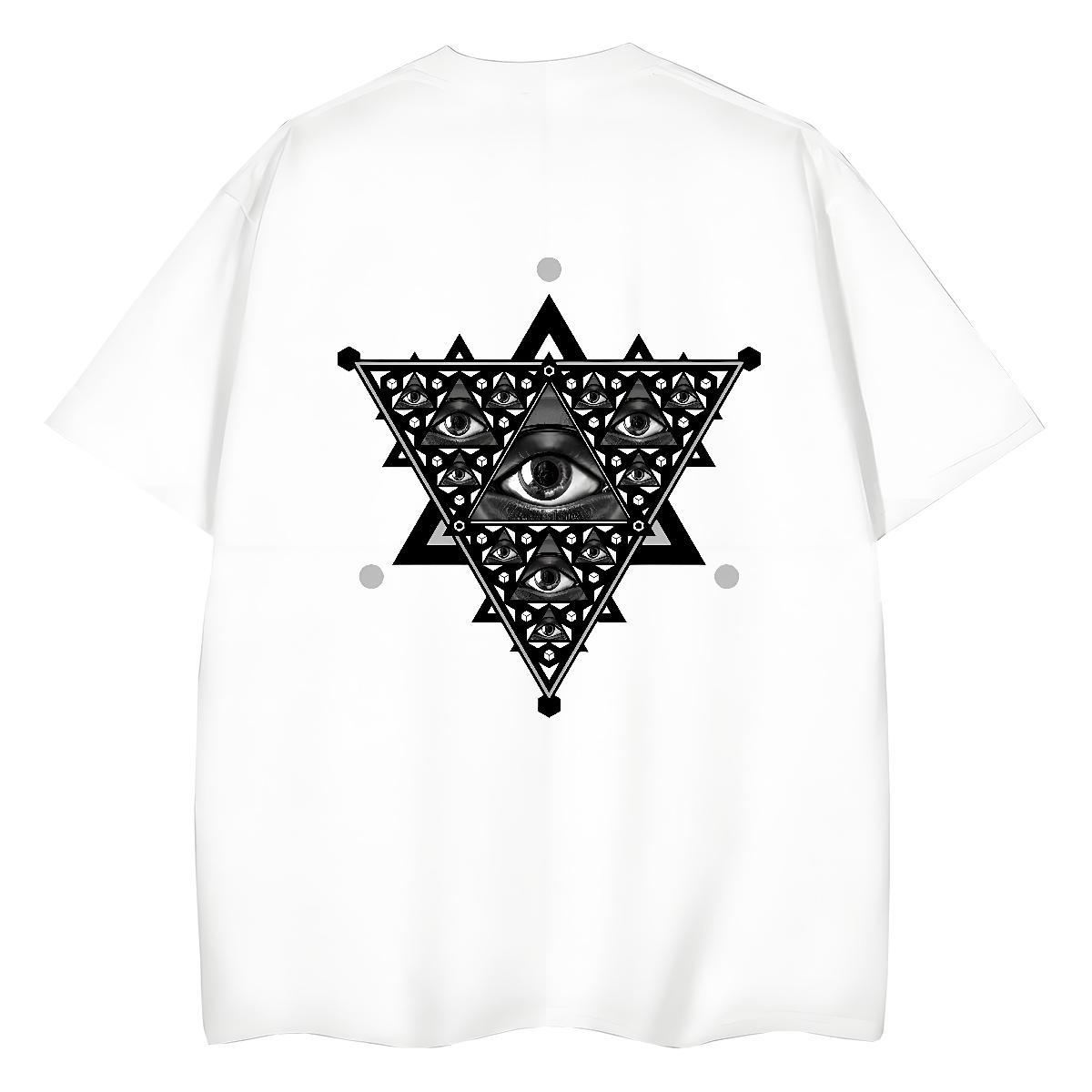 DIY T shirt 230g 100% Cotton O Neck Short Sleeves High Street Hip Hop eye of the devil Woman Tshirt Brand Cartoon Print Tops