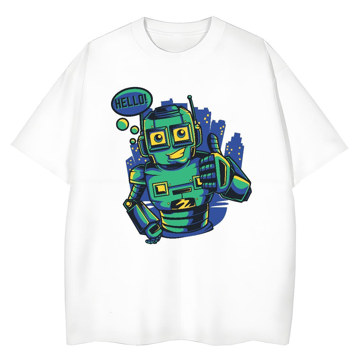 Custom Womens T Shirts 230g Cotton Crew Neck Sport robot Couples T Shirts Free Shipping Oversized L-4XL Top Shirts
