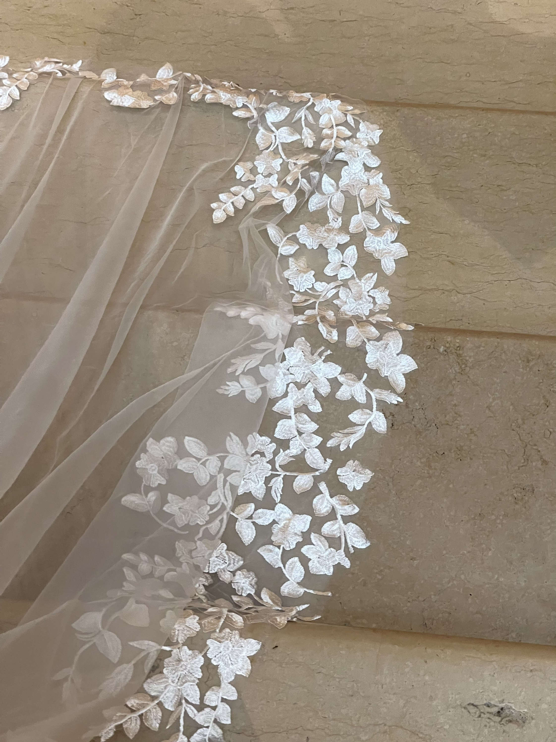 Vintage Wedding Veil Appliques One Layer Long Chapel Length Veils Applique Edge Custom Made Bridal Accessories High Quality