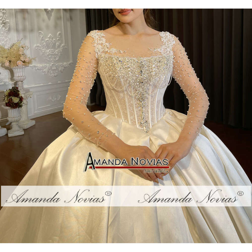 Real Photos Satin Wedding Dress Ball Gown Wedding Dresses