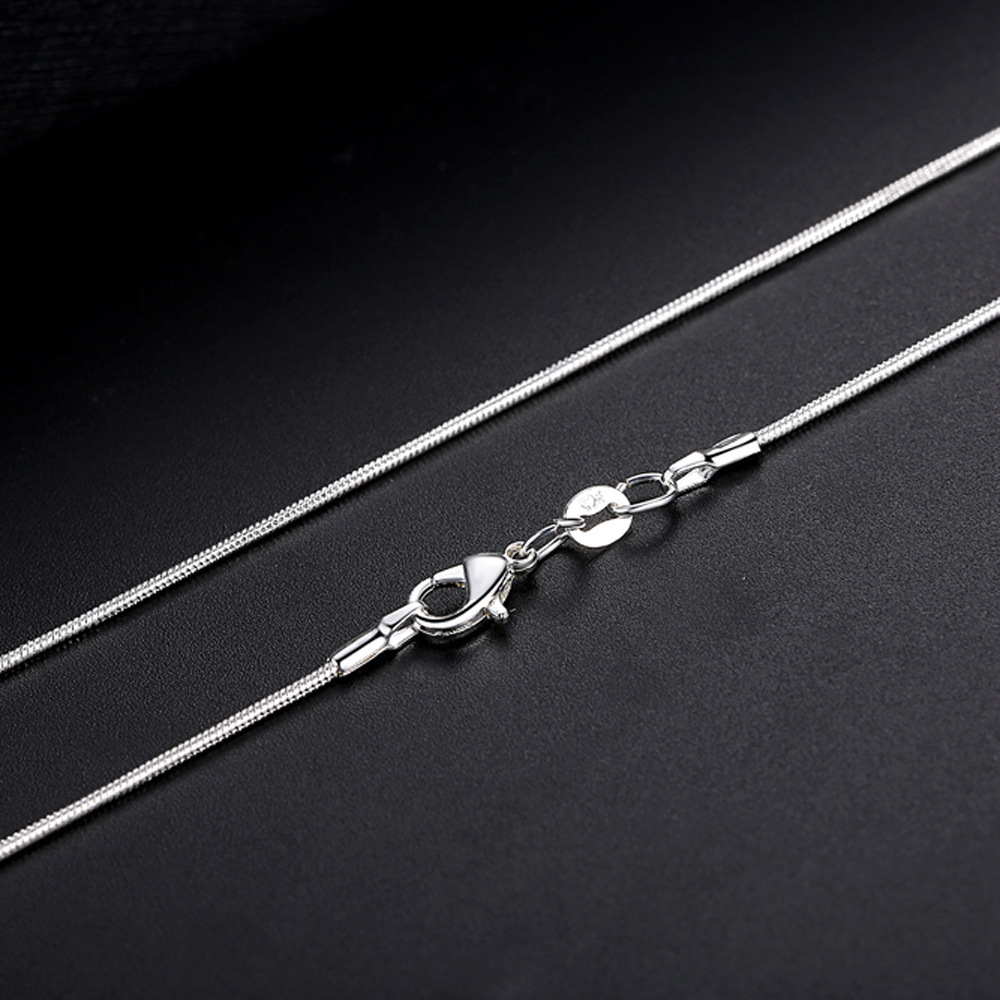 1.2MM S925 Silver Plated Snake Chain Necklace for Women Thin Rope Chain DIY Necklace Pendent Accessories 16 18 20 22 24 26 28 30 inches