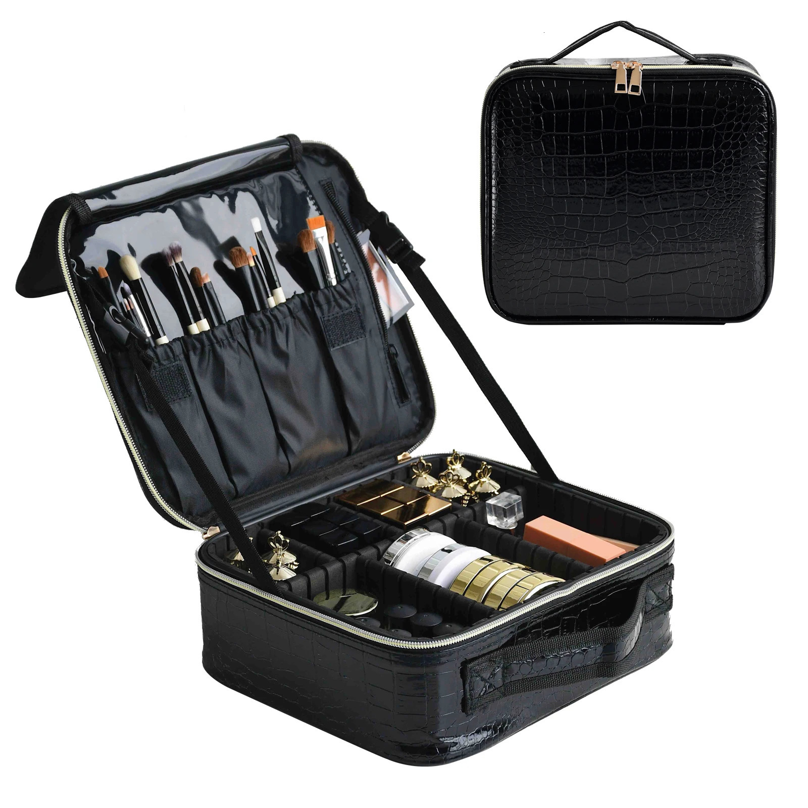 PU leather makeup bag suitable for women multifunctional portable travel storage makeup case 241008