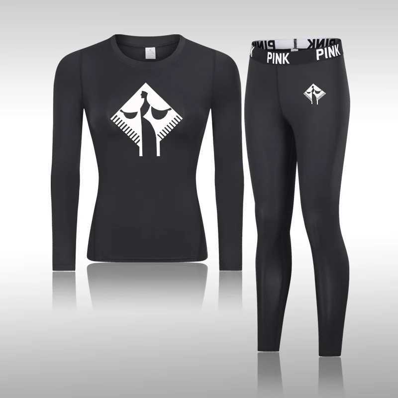 Women's Thermal Underwear Womens sauna suit quick drying hot underwear compression exercise fitness running set ski underwear set Y241011AX0U
