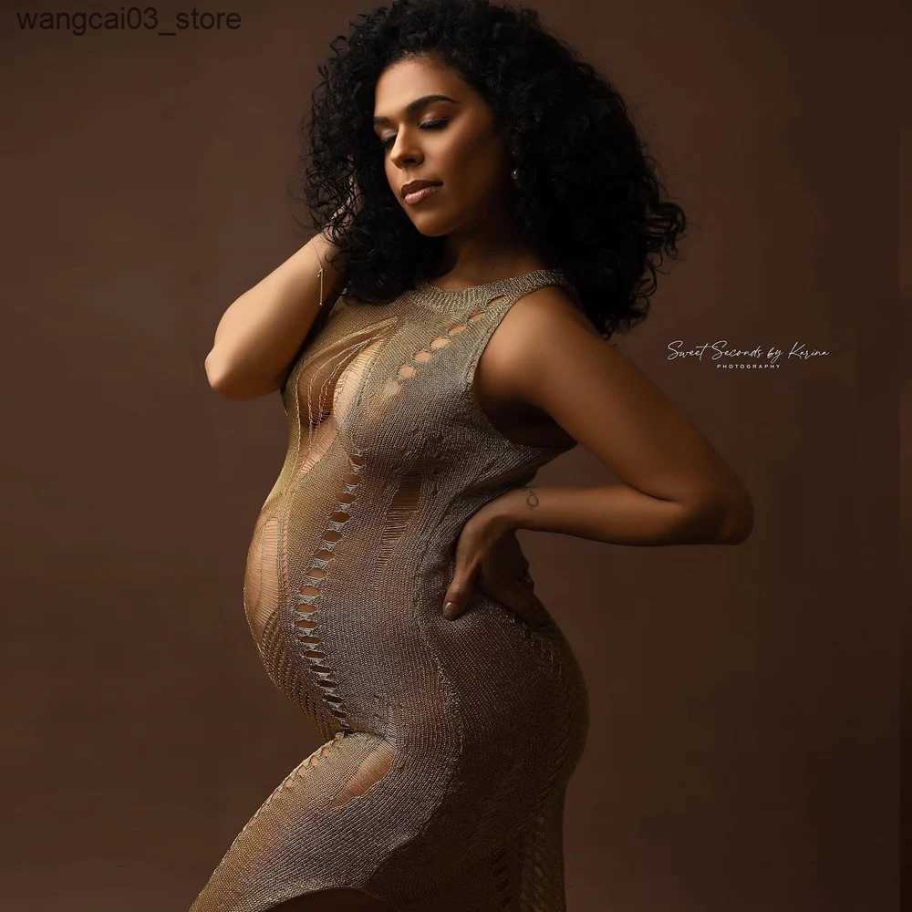 Maternity Dresses Maternity Photography Props Dresses Sexy Knitted Crochet Long Dress For Photo Shoot Photography For Women L240910