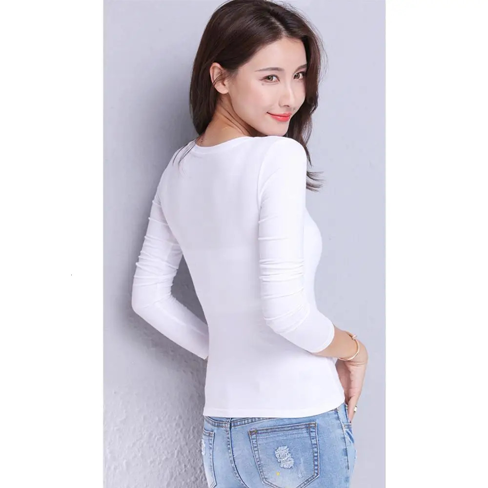MRMT Cotton Womens Tshirt Longsleeved Solid Color Women Tshirts Leisure Woman T shirt for Female Tops Tees 241011