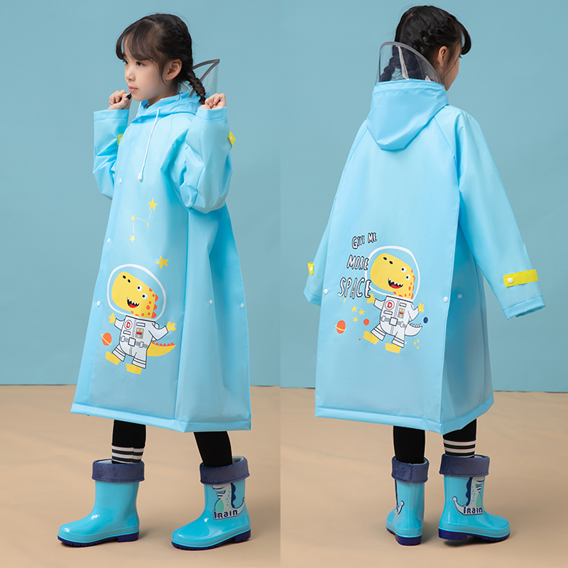 Folding children's hooded raincoat for easy travel
