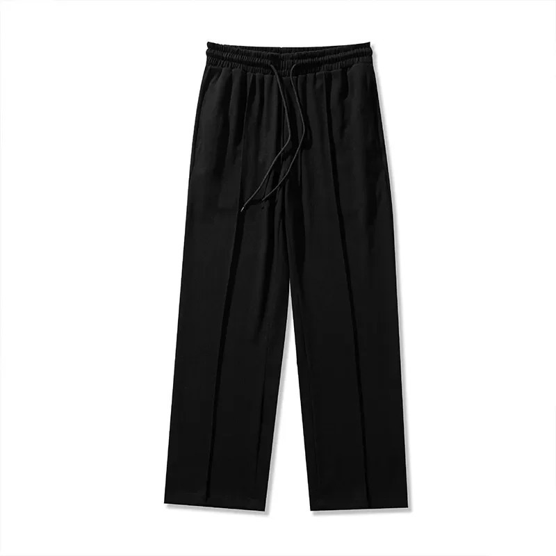 2024 KPOP Fashion Style Harajuku Slim Fit Straight Sweatpants Men Loose All Match Casual Pants Solid Pockets Wide Leg Trousers 241011