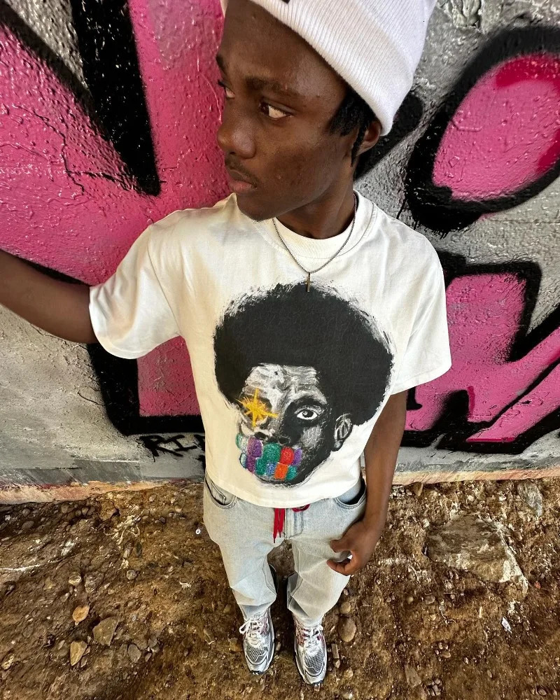 Y2K Gothic trendy letter printed Tshirt for men retro casual Harajuku round neck short sleeved couple clothing 241011