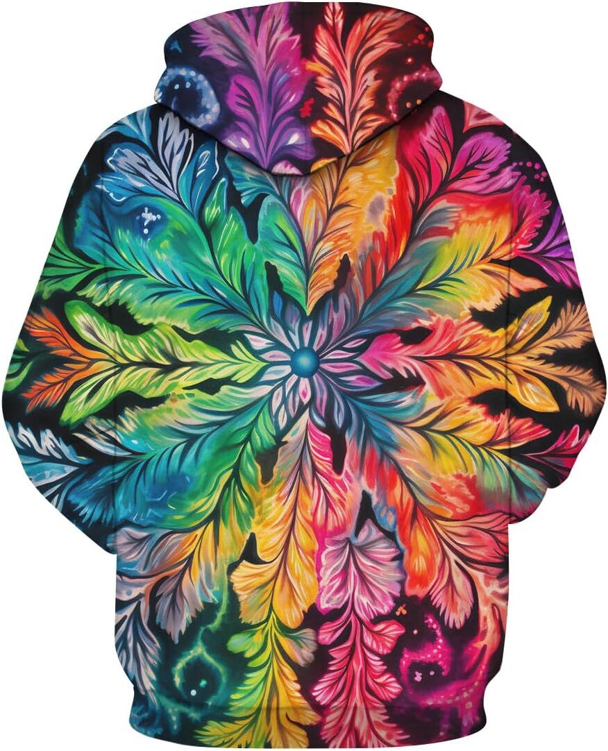 Hoodie for Mens Womens Tie Dye Hoodies For Men Women Colorful Graphic Hoodie Novelty 3D Print Pullover Graphic Pullover Long Sleeve keep warm