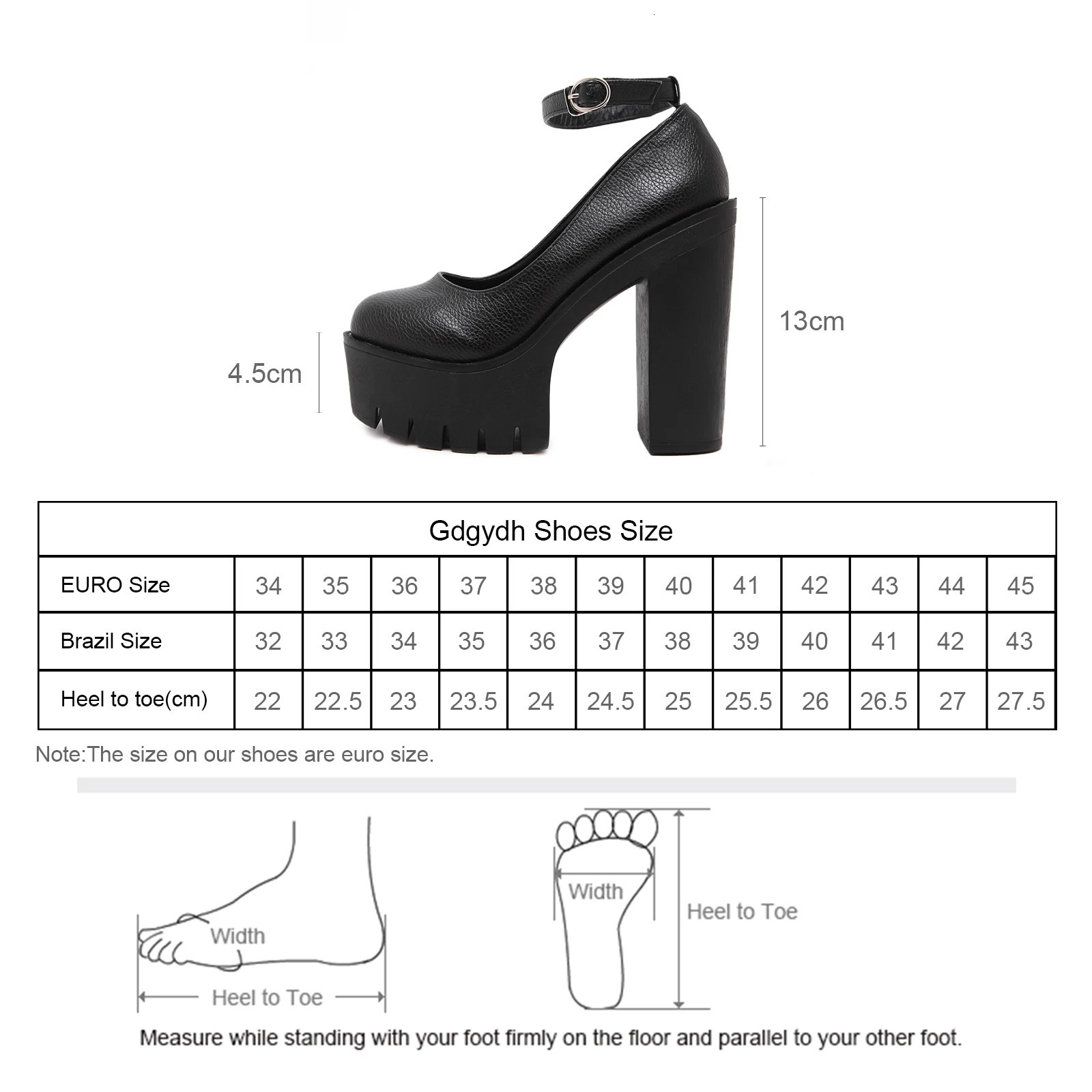 Gdgydh womens New platform thick high-heeled anklet buckle with round toe anti slip dress Mary Jane Lolita pump punk style 241007