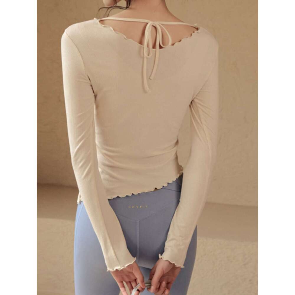 Tight fitness suit, women's quick drying sports top, spring and autumn long sleeved running T-shirt, elastic outer wear, slimming yoga suit