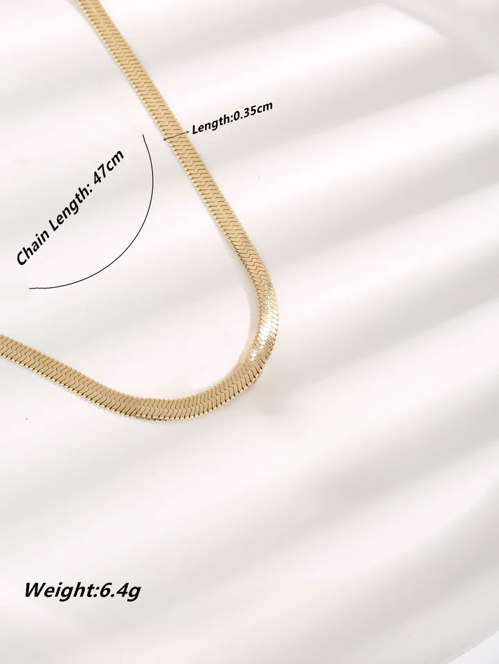 Snake Chain Gold Plated Stainless Steel Flat Necklace 5mm Fashion Choker Hip Hop Herringbone For Men Women Gift Jewelry 240930