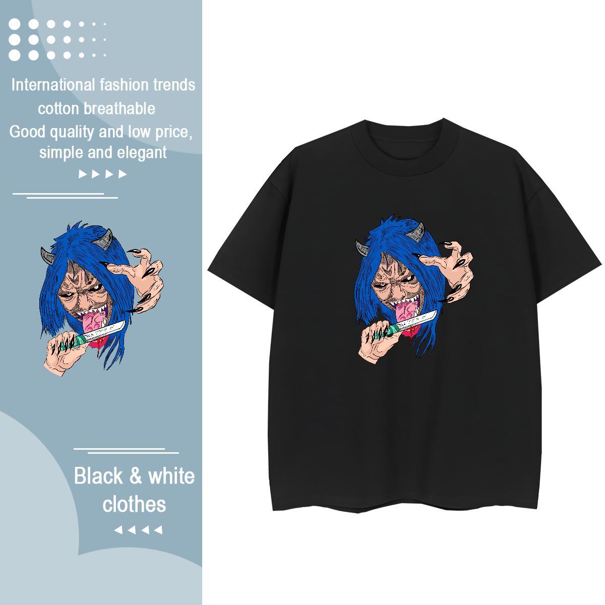 2024 T Shirts Women 230g Pure Cotton Breathable Soft High Street Hip Hop portrait Womens Tshirts Wholesale Customized Clothes