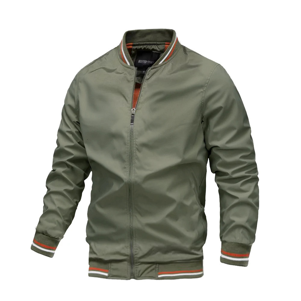 Spring and autumn bomber jacket mens casual windproof jacket mens high-quality jacket zipper collar military jacket mens 241007