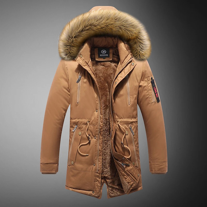 Winter fur hooded jacket mens military fur lining thick warm windproof jacket mens high-quality outdoor tactical Parka jacket 241007