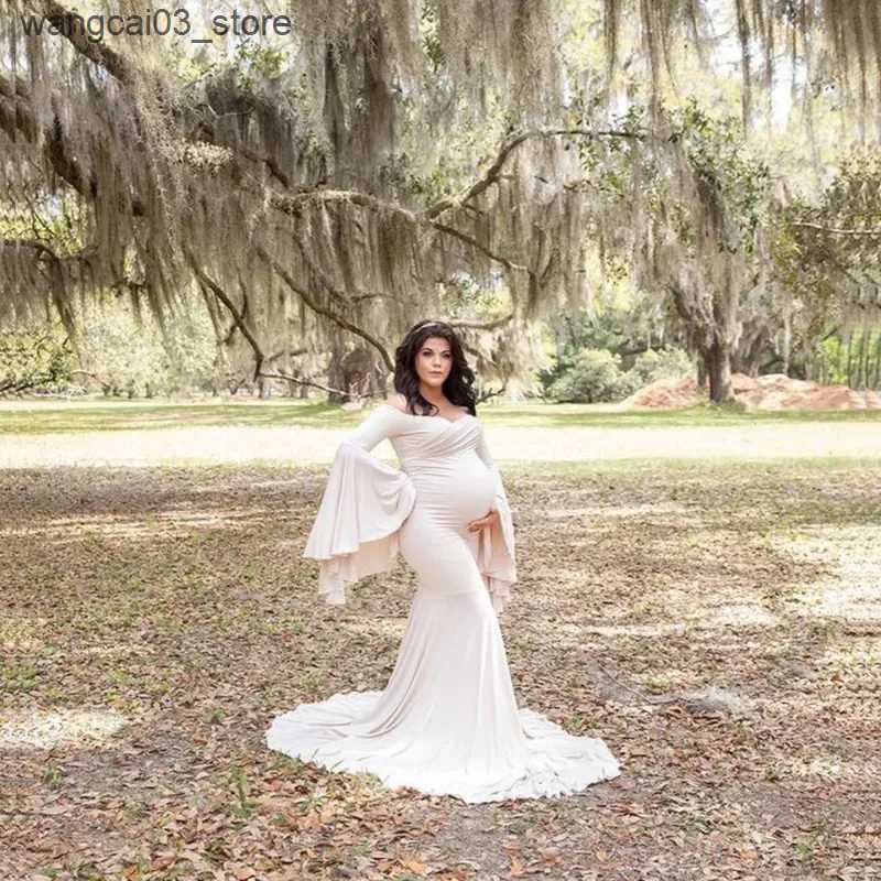Maternity Dresses Silk Maternity Dress Photography Long Dress Slash Neck Satin Baby Shower Dresses Pregnancy Dress For Photo Shoot L240910