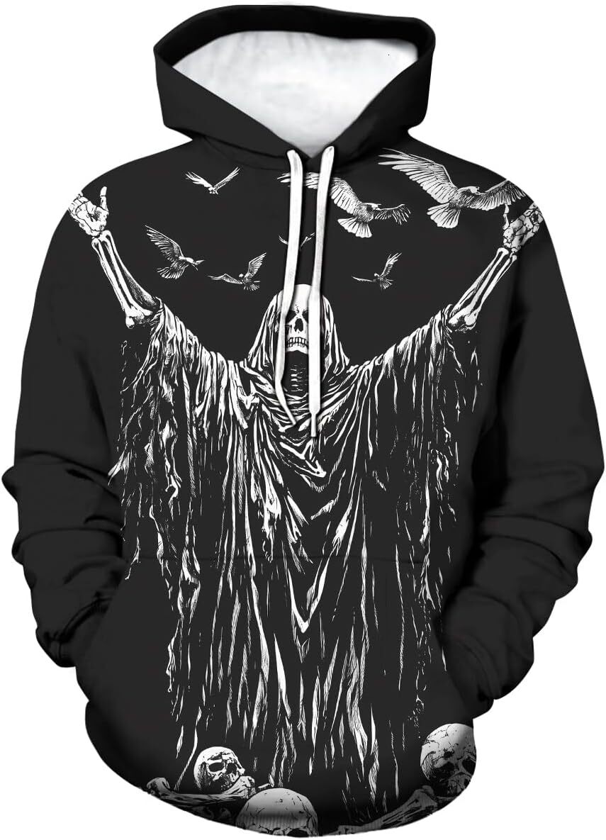 Hoodie for Mens Womens Mens Skull 3D Print Hoodies Novelty Sweatshirt Hooded Casual Pattern Hoodie Pullover With Pockets Graphic Hoodies sweatshirt