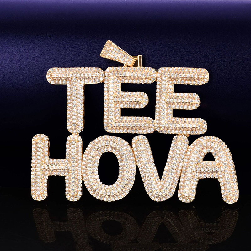 Hip Hop A-Z Custom Name Pendant Necklaces 5A Zircon 18K Real Gold Plated Jewelry