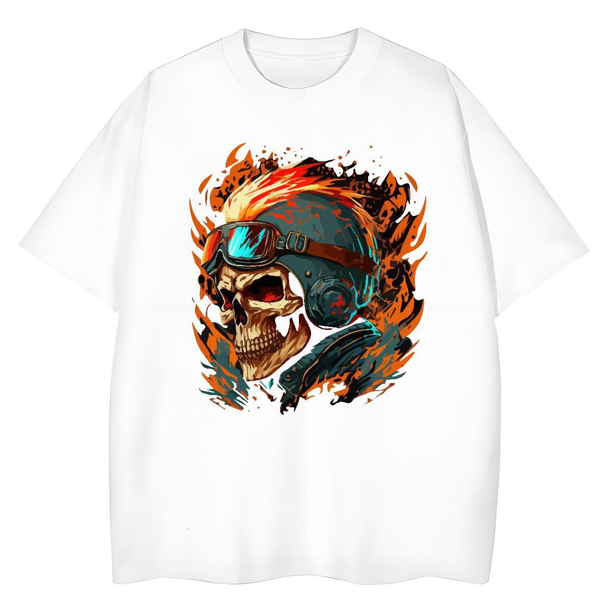 Fashion Casual Womens T Shirts 230g Cotton Breathable Soft Street skull Womens Tshirts Popular Anime Oversized Top Tees
