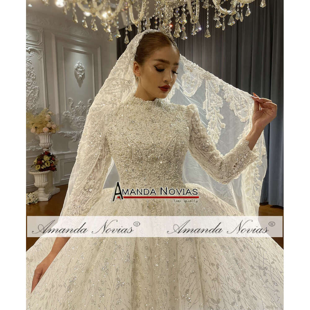 Muslim Full ing Lace High Neck Wedding Dress