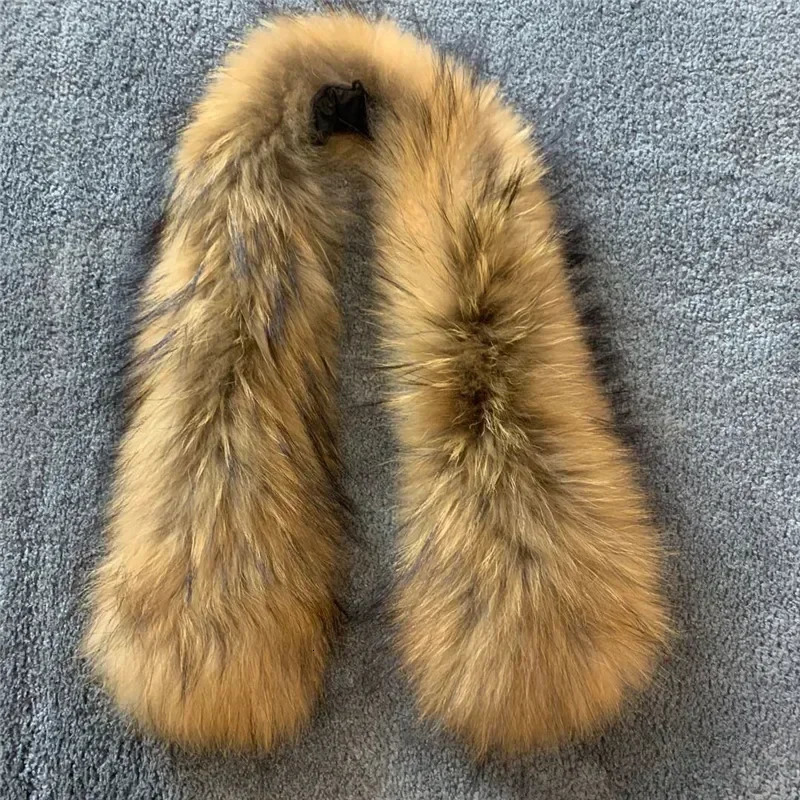 100% genuine fur necklace for women warm natural raccoon fur scarf childrens winter down jacket hooded fur decorative jacket accessories 241011