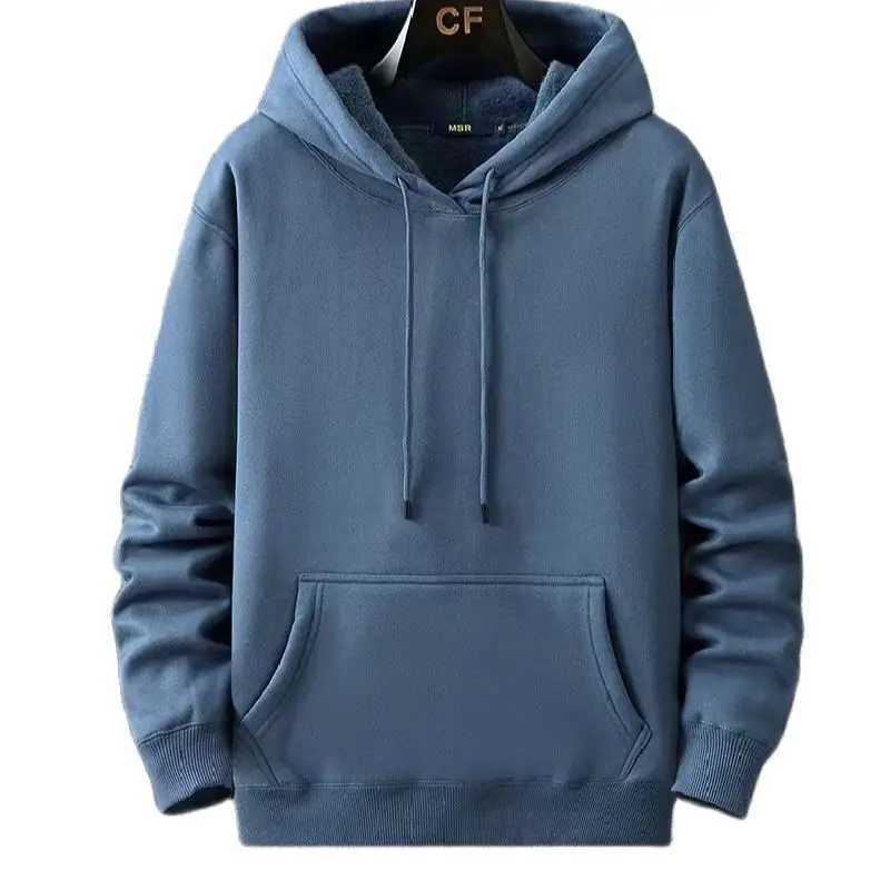 800g Heavy Weight Fashion Mens Hooded New Autumn/Winter Casual Thick Cotton Plus Size L-12XL Top Solid Color Hooded Sweatshir LX241011