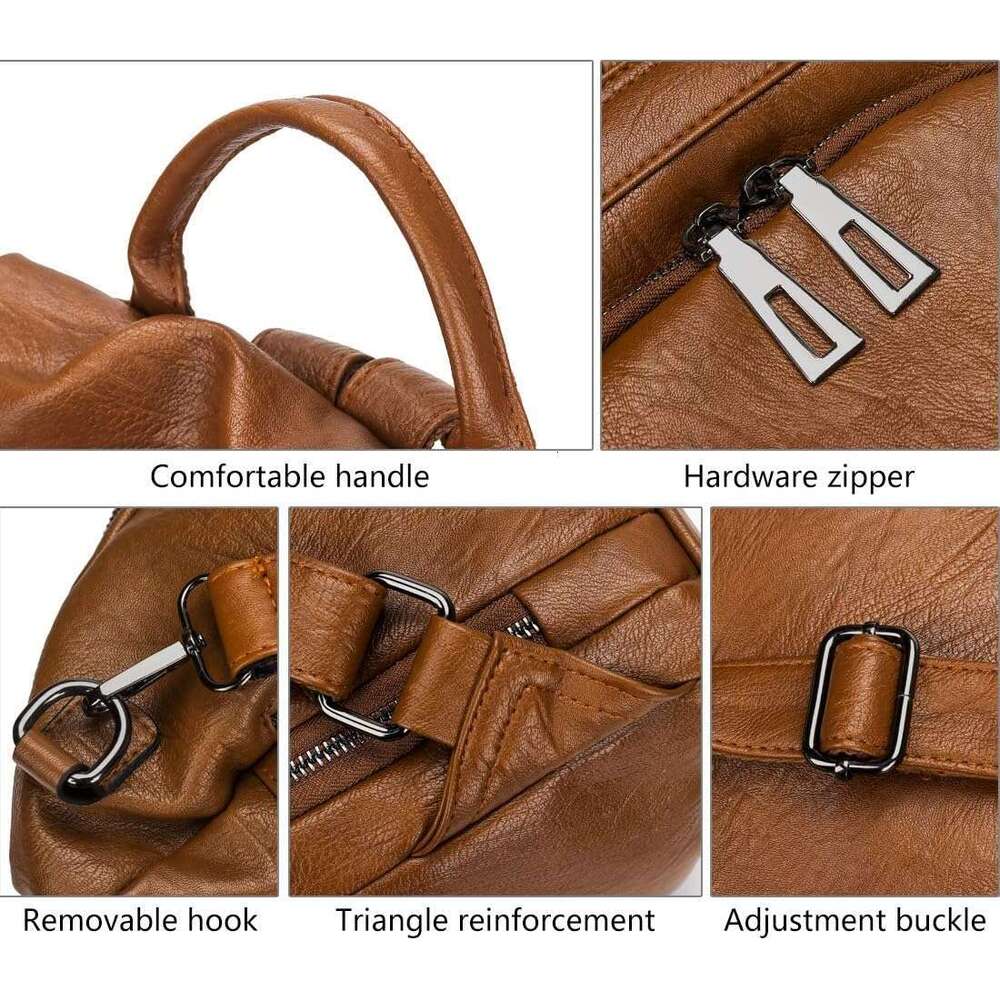 Leather Backpack Purse for Women Fashion PU Large Shoulder Bag Tassel Rucack Ladies Tote Handbag