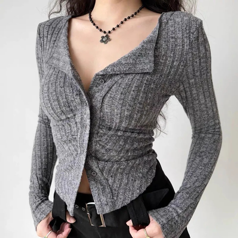 Y2k Knitted Cardigan Women Thin Sweater Coat Vintage Long Sleeve Single Breasted Tops Autumn Fashion Girls Knitwear Jumper 241007
