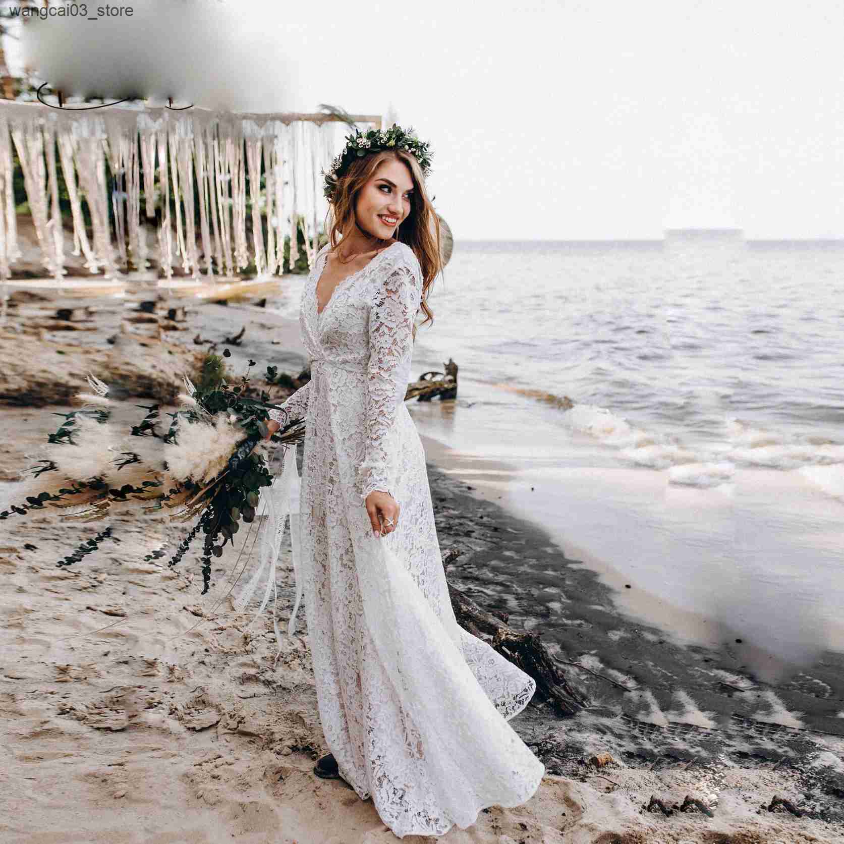 Maternity Dresses New Style Lace Maternity Dress For Photography Maternity Photography White sexy deep V-neckPregnancy Women Lace Long Dress L240910 L